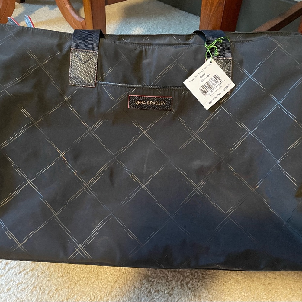 Vera Bradley Black Preppy Triple Travel Bag